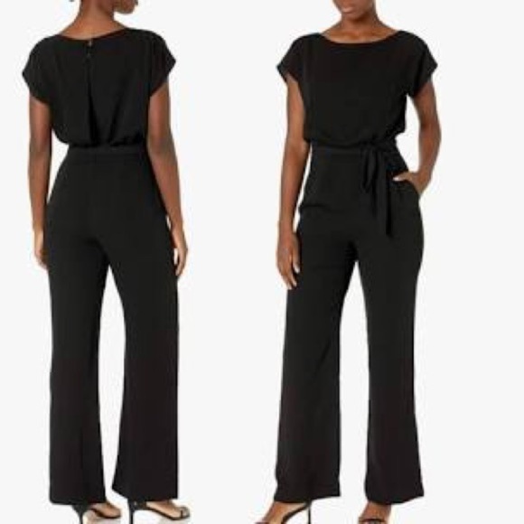 Eliza J Blake Black Cap Sleeve Wide Leg Jumpsuit Size 14 - Picture 2 of 11